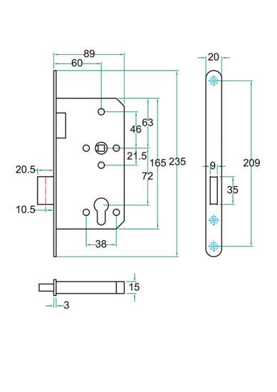 Afbeeldingen van Kastslot zwart 9420.U2060 pc72
