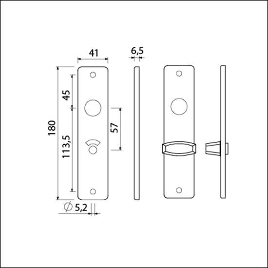 Afbeeldingen van Ami kortschild wc 180/41 rh 5x57 zwart
