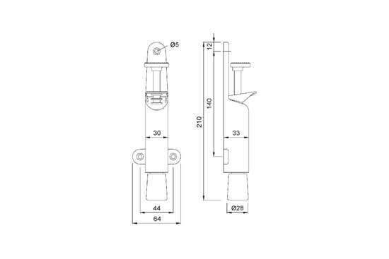 Afbeeldingen van Deurvastzetter aluminium/zilver met rubber dop en veer 30mm 1026-02