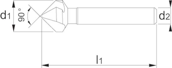 Afbeeldingen van HSS-E Verzinkfrees 90° diameter 16.5 x bereik 3.2-16.5mm