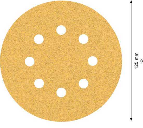 Afbeeldingen van Schuurschijf 8-gats wood and paint diameter 125mm K80 blister van 5 schijven