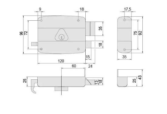 Afbeeldingen van Cisa d/n oplegcil.slot vast Din Ls-1 60mm